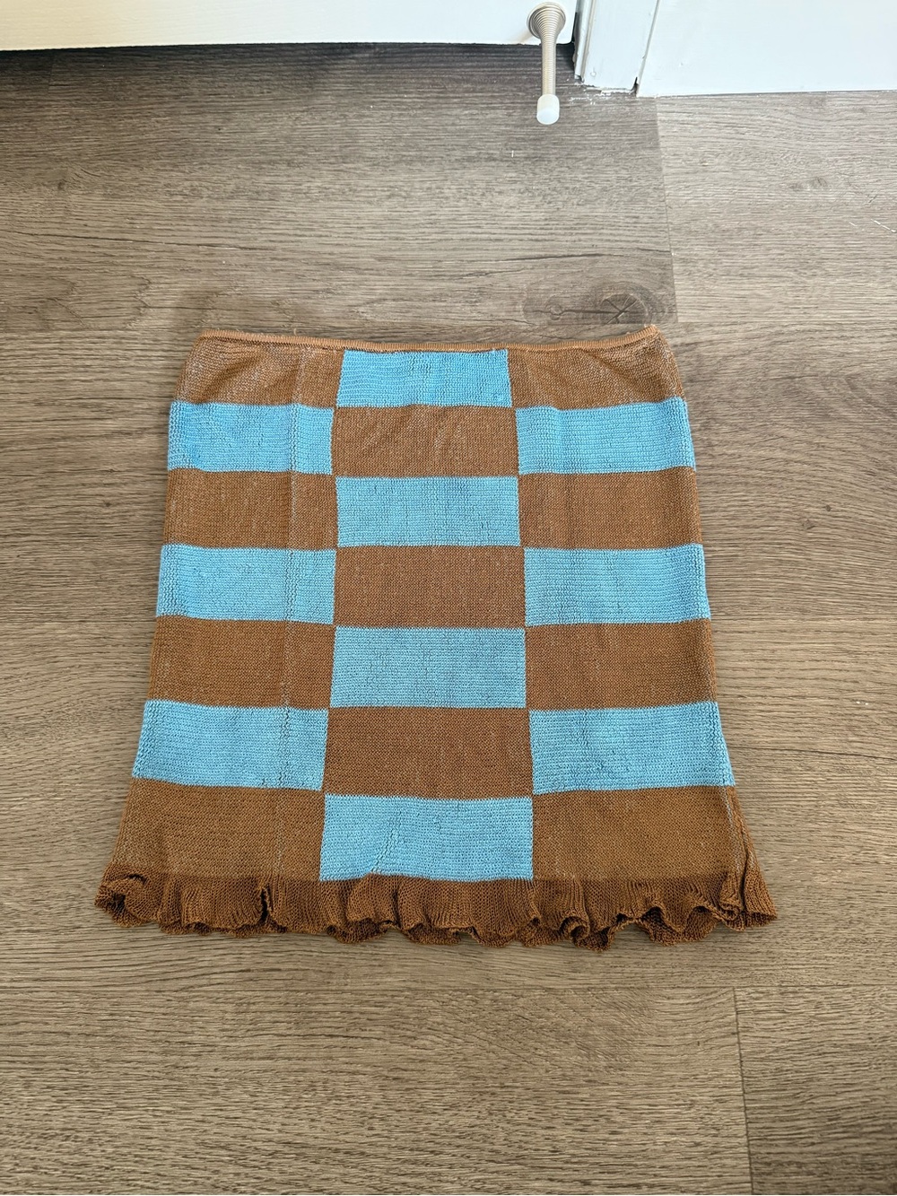 Gimaguas Brown and Light Blue Checker Knit Tube Top